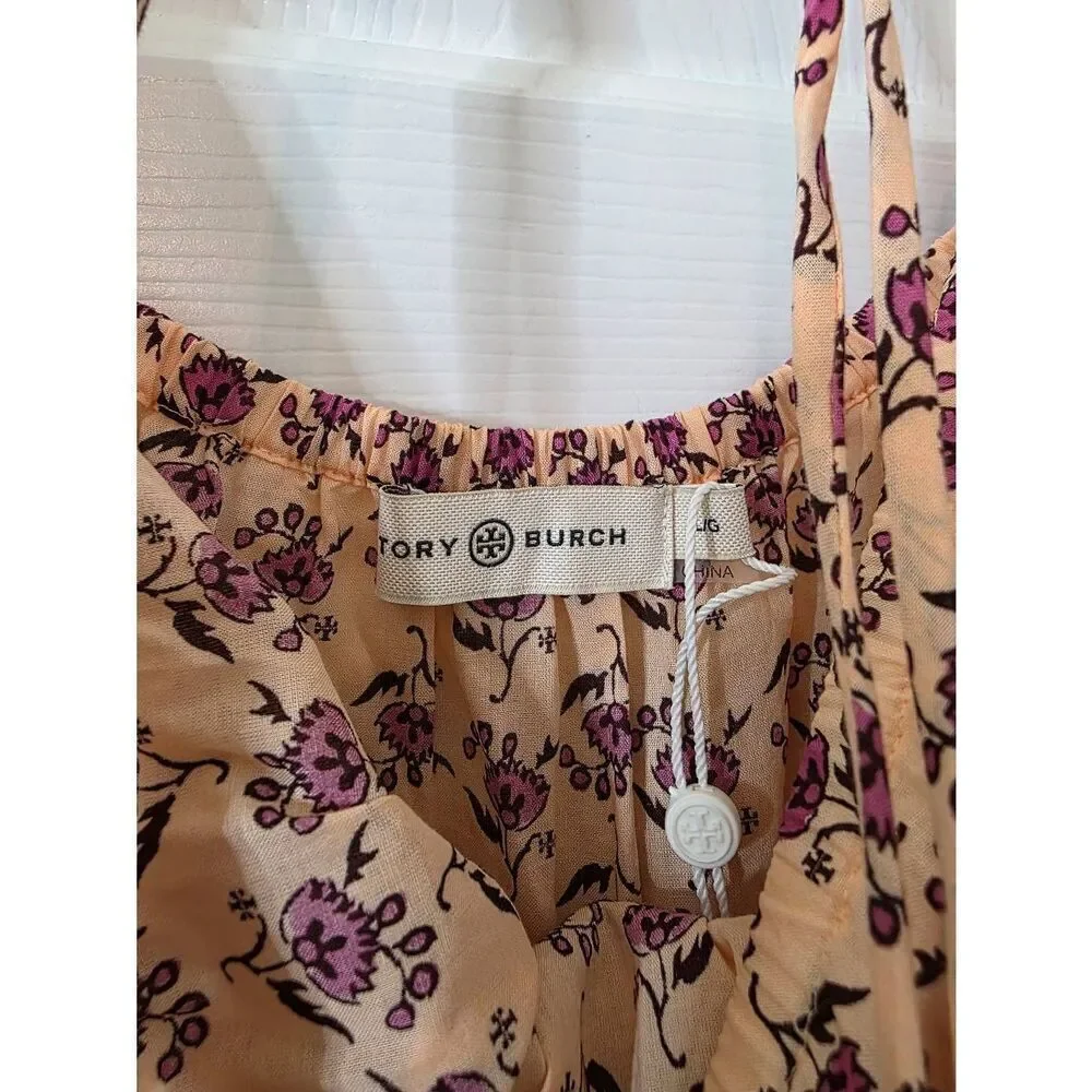 Tory Burch Floral Print Square Neckline Jumpsuit L